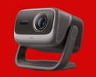 Proyector Jmgo N3 Ultimate 4K con soporte integrado y sistema óptico 3 en 1 mostrado en acabado gris