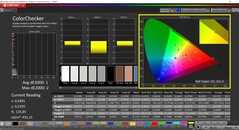 CalMAN ColorChecker (perfil: P3, espacio de color de destino: P3)