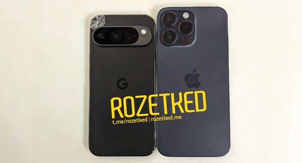 Pixel 9 Pro junto a un iPhone Pro Max. Por fin, los amantes de los teléfonos más pequeños ya no tendrán que renunciar a las prestaciones. (Fuente: Rozetked)