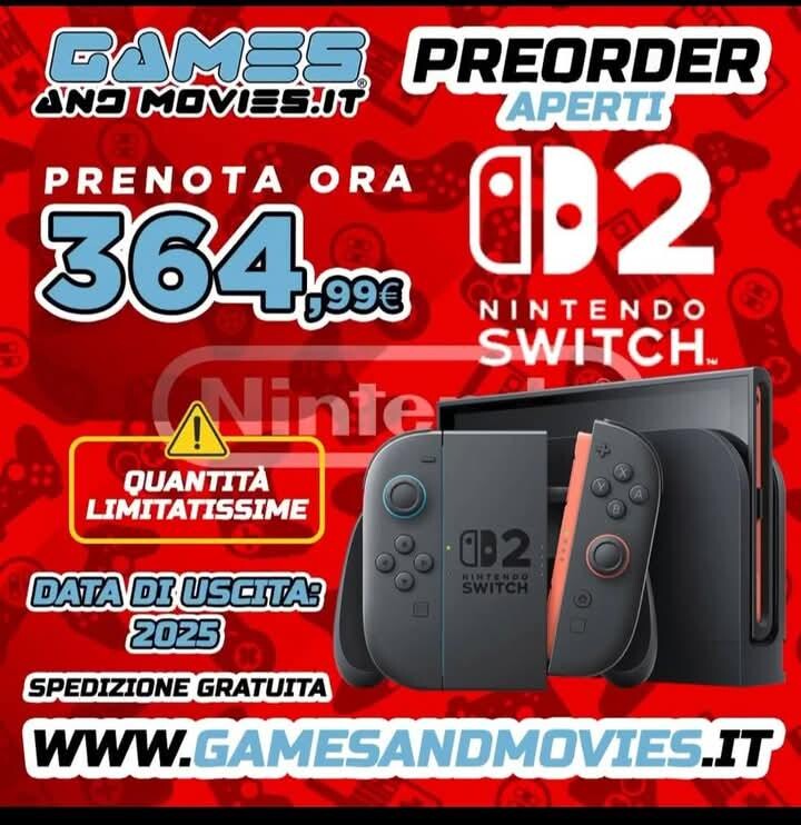 Promoción de prepedido de GamesandMovies.it para la Nintendo Switch 2 (Fuente de la imagen: GamesandMovies.it)