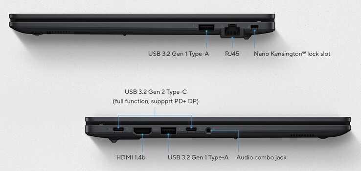 Conexiones externas del Asus ExpertBook B1 (fuente: Asus)