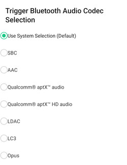 Códecs de audio Bluetooth disponibles