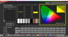 CalMAN ColorChecker (perfil: sRGB, espacio de color de destino: sRGB)