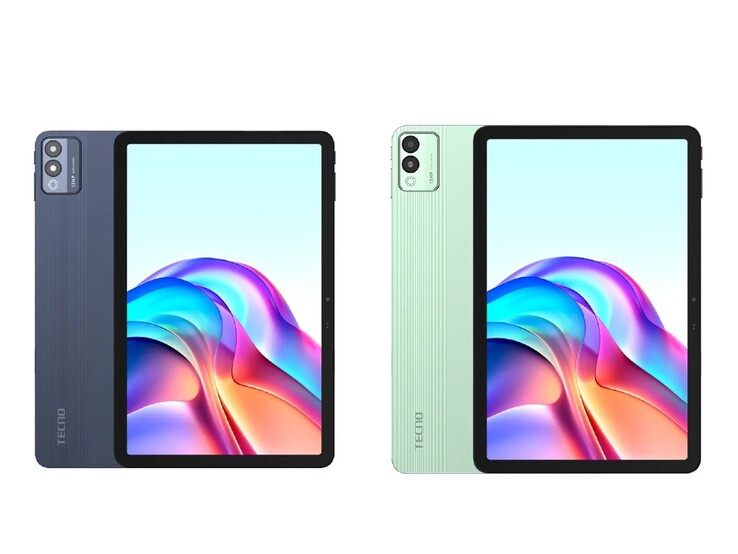 El Tecno Megapad 11 en gris Starfall y verde Vitality. (Fuente de la imagen: Tecno)