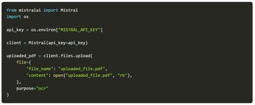 Sólo se necesitan unas pocas líneas de código Python para utilizar la API OCR de Mistral. (Fuente de la imagen: Mistral)