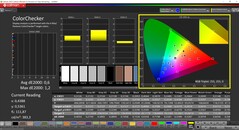 CalMAN ColorChecker (perfil: P3, espacio de color de destino: P3)