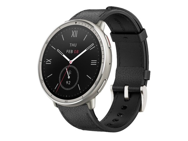 El Amazfit Active 2 Premium Edition tiene protección de cristal de zafiro y correas de cuero. (Fuente de la imagen: Amazfit)