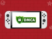 Nintendo Switch OLED mostrando el logotipo DMCA