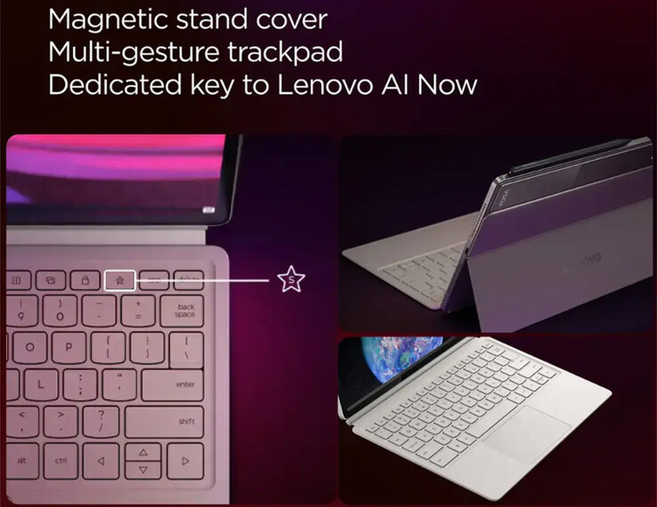 El accesorio de teclado de Lenovo cuenta con un gran trackpad y las típicas teclas de estilo Yoga. (Fuente de la imagen: Lenovo)