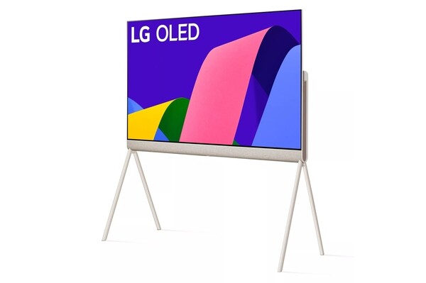 El televisor LG OLED Posé Smart Lifestyle se asienta sobre un robusto soporte. (Fuente de la imagen: LG)