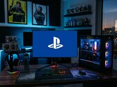El logotipo de PlayStation se ve en el monitor de un PC de juegos