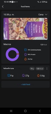 Una captura de pantalla que muestra el registro de alimentos ajustado de forma inteligente. (Fuente de la imagen: Facebook)