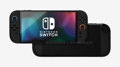 Los renders filtrados de Nintendo Switch 2 revelan una pantalla mucho más grande que la de su predecesora. (Fuente de la imagen: 91Mobiles &amp;amp; OnLeaks)