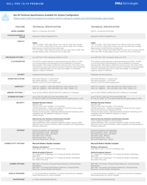 Dell Pro 13 Premium y Dell Pro 14 Premium: Especificaciones. (Fuente de la imagen: Dell)