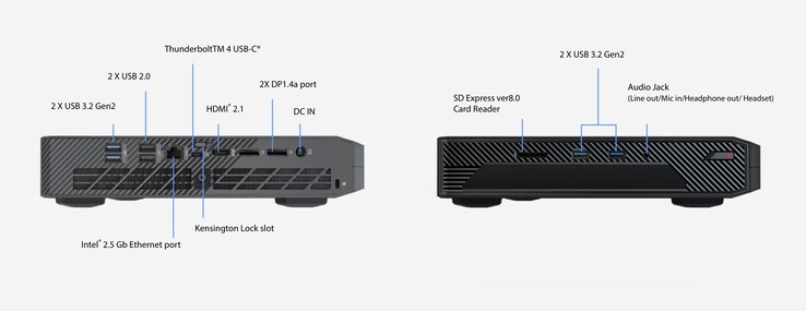 El NUC 14 Performance incorpora una plétora de puertos para una conectividad perfecta. (Fuente: Asus)