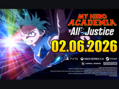 Key visual for My Hero Academia: All's Justice que muestra a Izuku Midoriya avanzando con efectos de energía brillante y la fecha de lanzamiento 02 de junio 2026. (Fuente: YouTube)