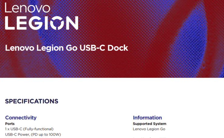 Por otro lado, el "Folleto del producto" sólo incluye el Lenovo Legion Go como dispositivo compatible, sin mencionar ningún modelo específico (Fuente de la imagen: Lenovo)