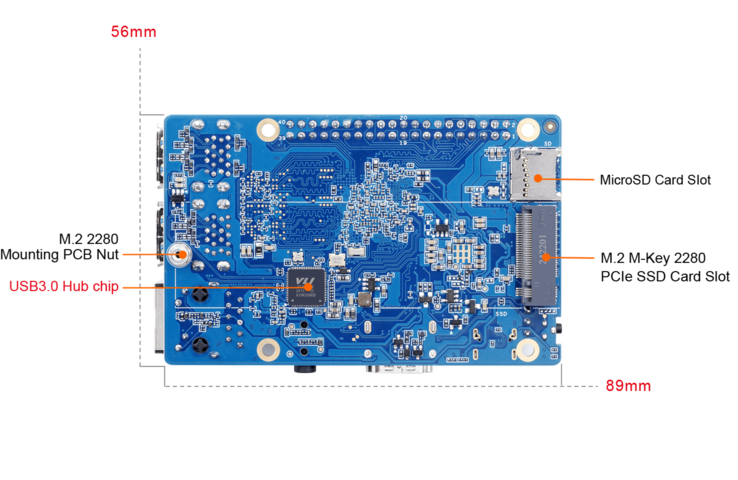 El SSD está montado en la parte trasera. (Fuente de la imagen: Orange Pi)