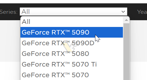 Lista de GPU Nvidia en el sitio web de Zotac (fuente de la imagen: Videocardz)