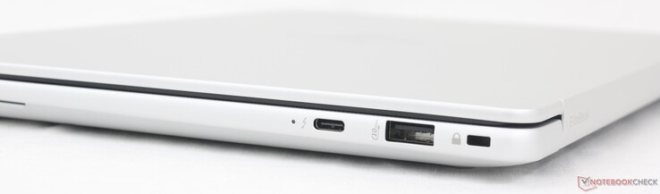 Derecha: USB-C Thunderbolt 4 con DisplayPort 2.1 + Power Delivery (40 Gbps), USB-A (10 Gbps), Bloqueo de seguridad