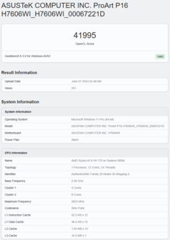 Puntuaciones en Geekbench 6 del AMD Ryzen AI 9 HX 370 en el Asus ProArt P16. (Fuente: Geekbench)