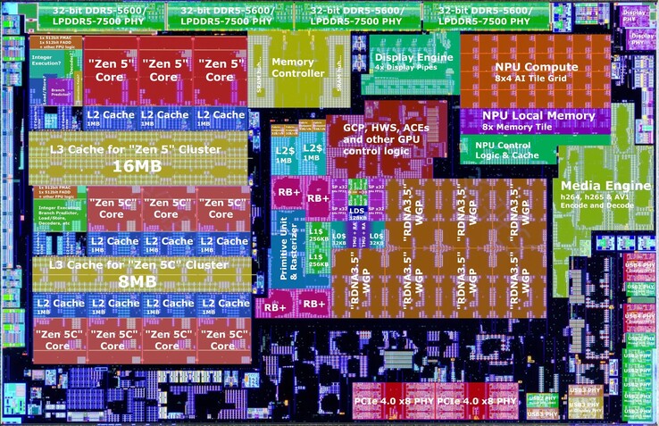 La APU Strix Point de AMD es un chip impresionante, pero también caro; pero tener núcleos Zen 5 y Zen 5C, una potente iGPU y una NPU lo convierten en un troquel terriblemente grande. (Fuente de la imagen: Nemez)