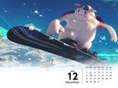 Fondo de escritorio del calendario de Final Fantasy 7 en el que se muestra el snowboard (Fuente de la imagen: Square Enix con ediciones)