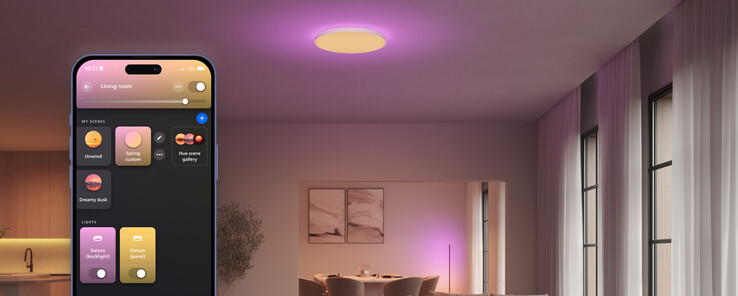 Las lámparas de techo Philips Hue Datura se pueden controlar a través de la aplicación Philips Hue. (Fuente de la imagen: Philips Hue)