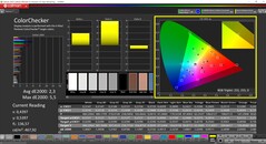 CalMAN ColorChecker (perfil: Nativo, espacio de color de destino: P3)