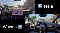 Tesla FSD 13 vs Waymo drive (Fuente de la imagen: WholeMars/YT)