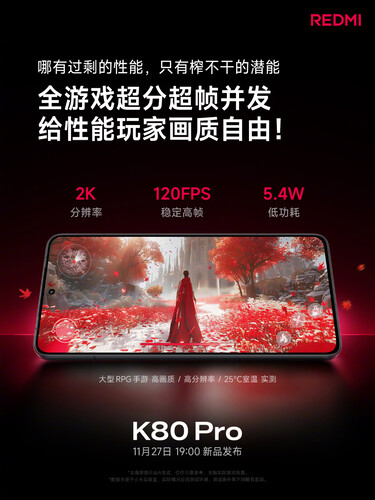 Al Redmi K80 Pro se le debería unir al menos otro teléfono de la serie Redmi K80 durante el evento de lanzamiento de la próxima semana. (Fuente de la imagen: Xiaomi