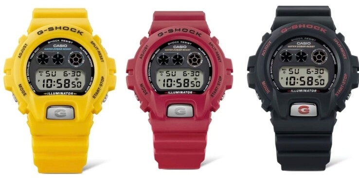 Casio G-Shock serie DW-6900 en amarillo (DW-6900TR-9), rojo (DW-6900TR-4) y negro (DW-6900TR-1).