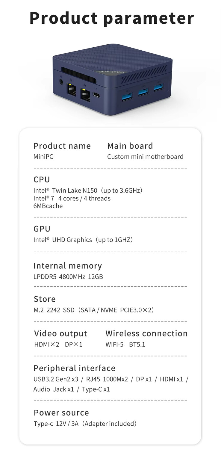 Especificaciones del mini PC ZX06 (Fuente de la imagen: AliExpress)