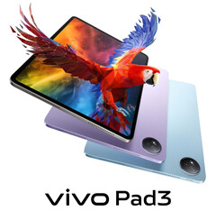 Vivo ha creado el Pad3 en las opciones de color Gris Estrella Fría, Azul Marea de Primavera y Morado Fino con un teclado acoplable opcional. (Fuente de la imagen: Vivo)