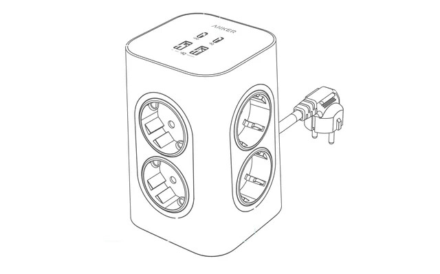 Un boceto de la próxima regleta Anker 12 en 1 de 20 W. (Fuente de la imagen: Anker)