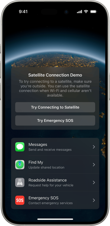 Mensajería por satélite IOS 18