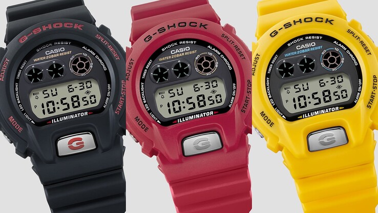 De izquierda a derecha, Casio DW-6900TR-1, DW-6900TR-4 y la DW-6900TR-9. (Fuente de la imagen: Casio)