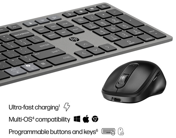 El combo de teclado y ratón HP 725 y HP 720 puede conectarse a varios dispositivos y sistemas operativos simultáneamente. (Fuente de la imagen: HP)