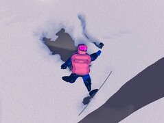 En la imagen: Acrobacia fallida, personaje del jugador caído en la nieve fotografiado utilizando el modo foto del juego (Fuente: Captura de pantalla dentro de Sno: Ultimate Freeriding de Studio Gauntlet)