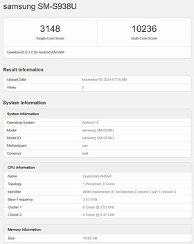 CPU Snapdragon 8 Elite para Galaxy Geekbench (fuente de la imagen: Geekbench)