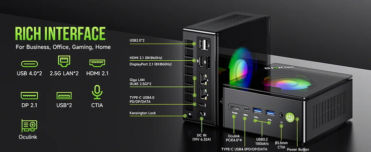 También está disponible una conexión OCuLink. (Fuente de la imagen: GMKtec)