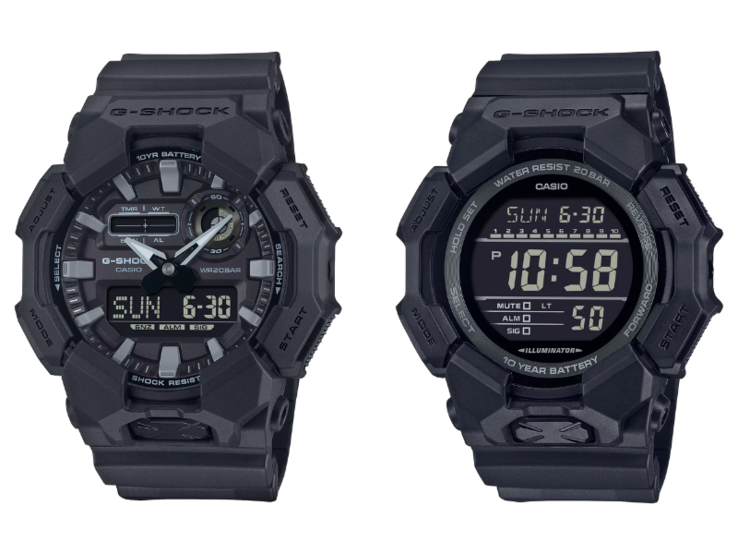 Los relojes Casio GA010-1A1 (izquierda) y GD010-1A1 (derecha). (Fuente de la imagen: Casio)