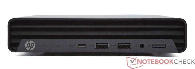 Frontal: USB Tipo-C 20 Gbit/s, 2x USB Tipo-A 10 Gbit/s, audio de 3,5 mm