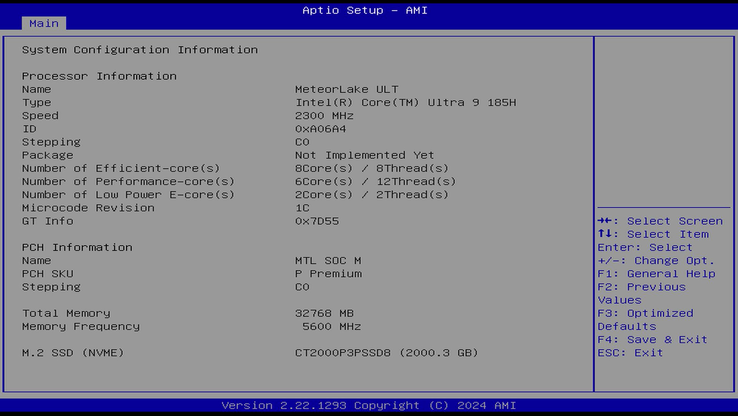 Geekom GT1 Mega - Opciones de la BIOS