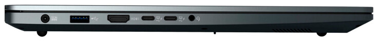 Lado izquierdo: conexión de alimentación, USB 3.2 Gen 1 (USB-A), HDMI, 2x USB 3.2 Gen 1 (USB-C; Power Delivery, DP Alt-Mode), combo de audio