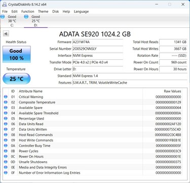 El ADATA SE920 funciona con PCIe 4.0 x2