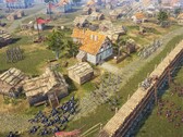 Una imagen que muestra un asedio en Knights of Honor II: Sovereign.