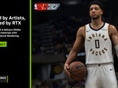 Una diapositiva en la que se presenta la tecnología DLSS 5 de Nvidia, con NBA 2K27 como protagonista