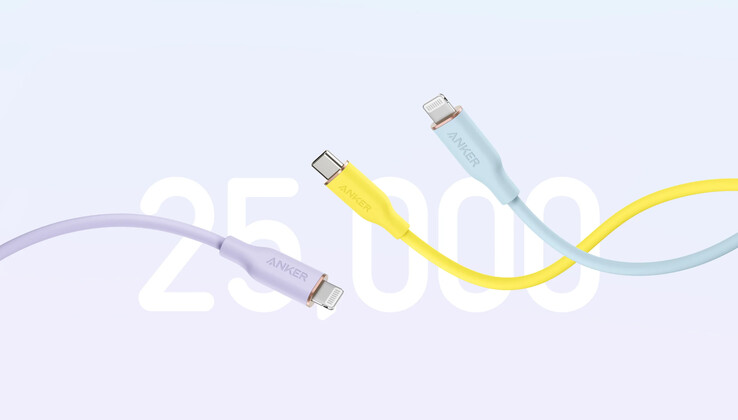 El cable Anker 641 USB-C a Lightning (Flow, silicona) está disponible en diferentes colores. (Fuente de la imagen: Anker)