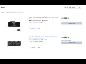 Precios de la RTX 5070 en Best Buy (Fuente de la imagen: Captura de pantalla, Best Buy)